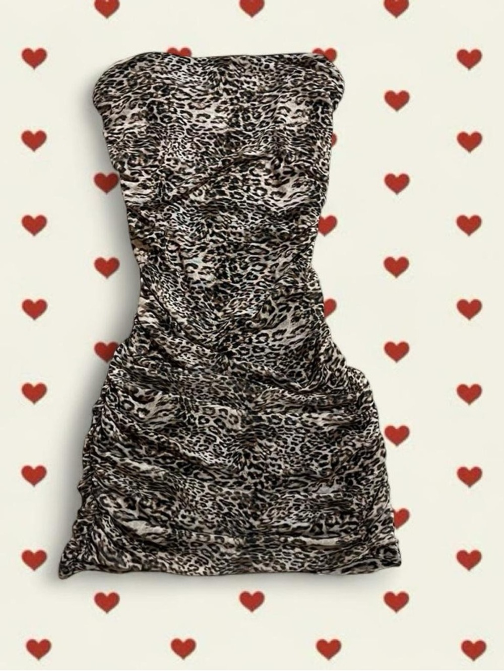Garage Leopard Print Strapless Dress - Brown & Black